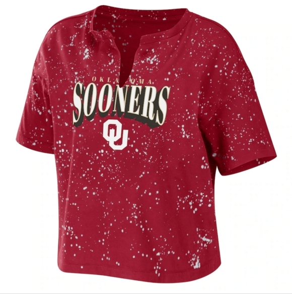 Oklahoma Sooners WEAR by Erin Andrews Women's Cropped Tee Sz L - Picture 2 of 3
